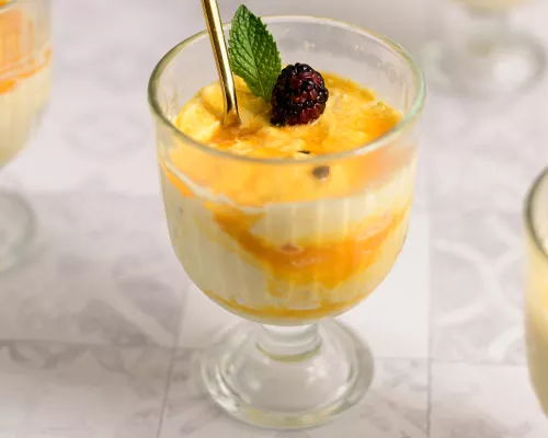 Mousse de queso mascarpone y maracuyá