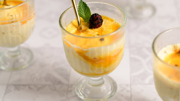 Mousse de queso mascarpone y maracuyá