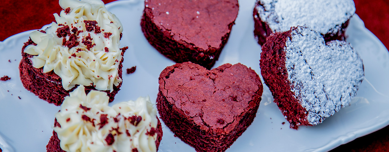 Brownies de corazón red velvet - comparación