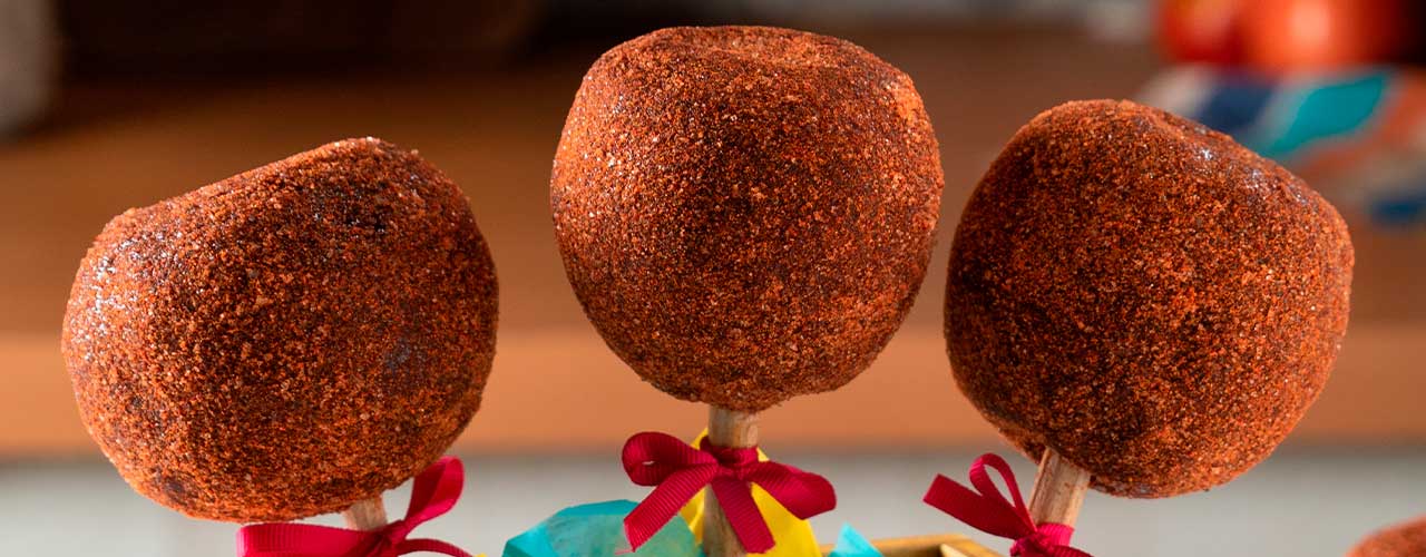 Manzanas cubiertas de chamoy - comparación