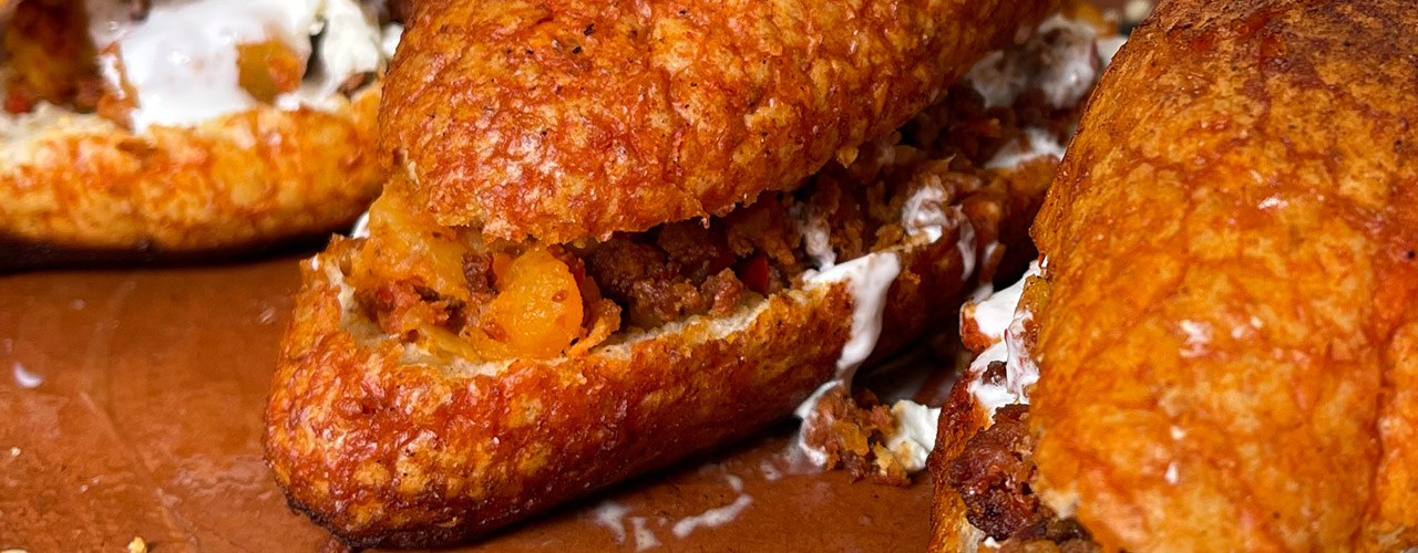 Pambazos de papa con chorizo