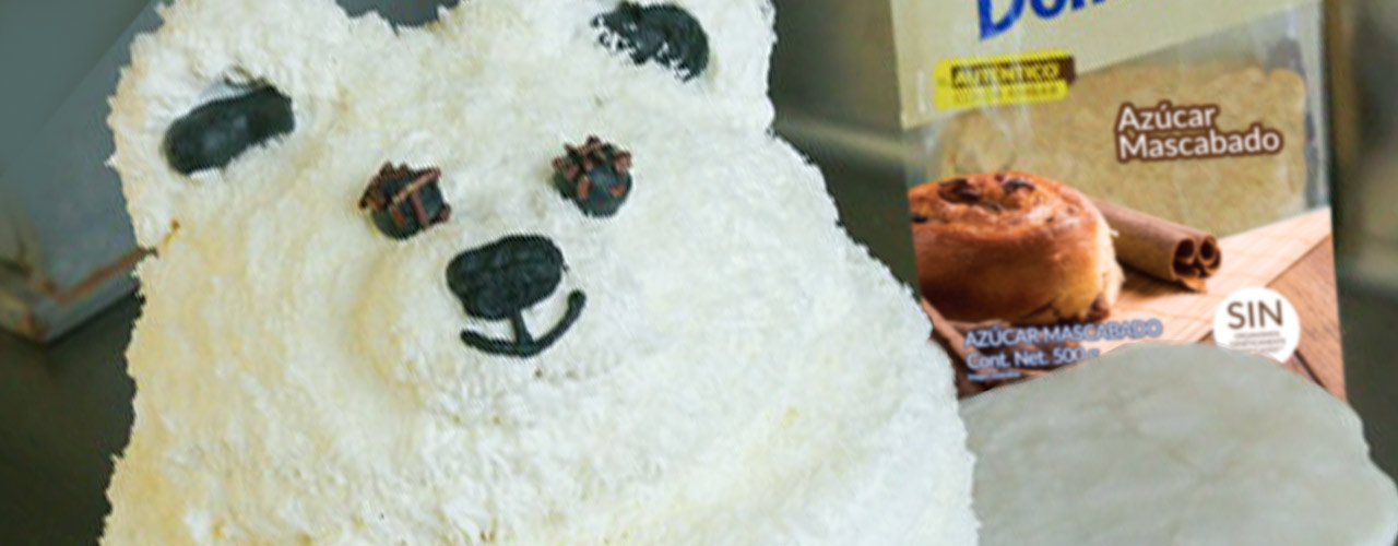 Pastel de coco en forma de oso