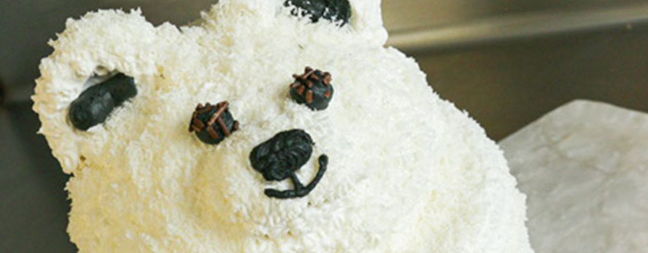 Pastel de coco en forma de oso - comparación