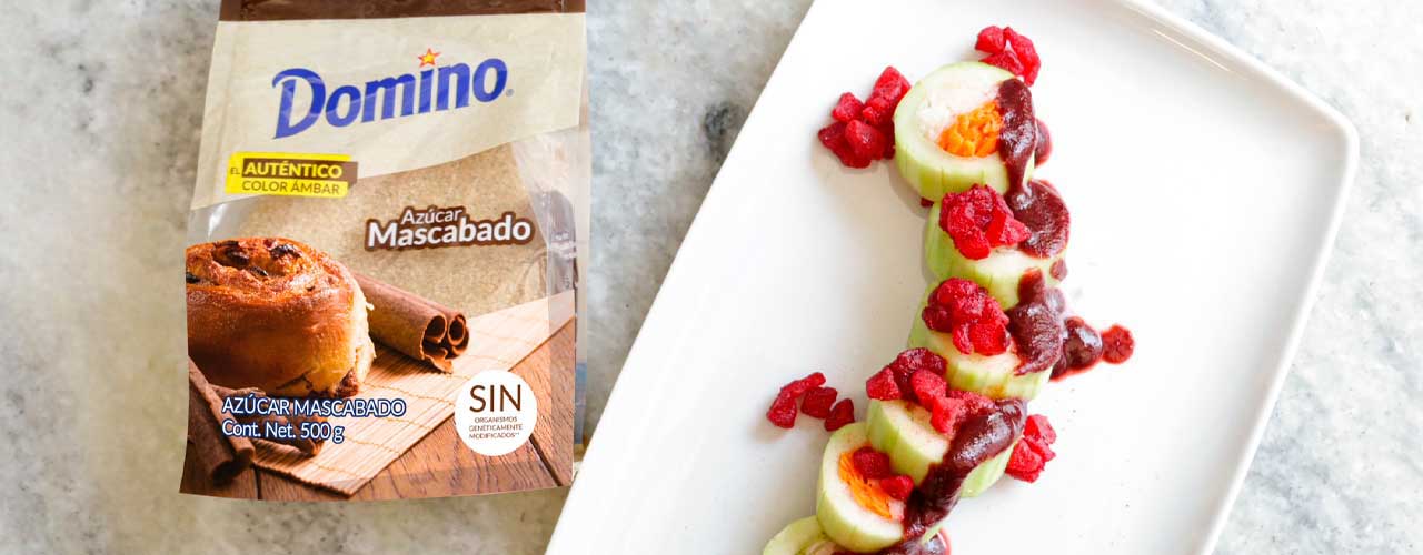 Rollo de verduras tipo sushi con chamoy casero