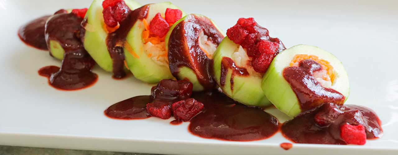 Rollo de verduras tipo sushi con chamoy casero - comparación