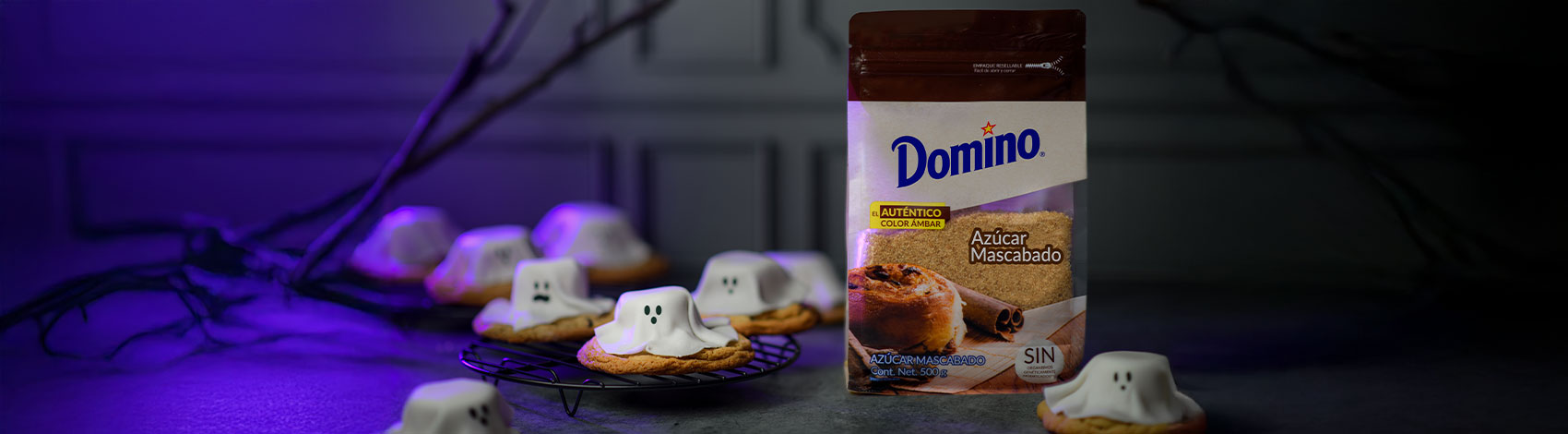 Galletas crumble con chocolate y fantasma de bombón