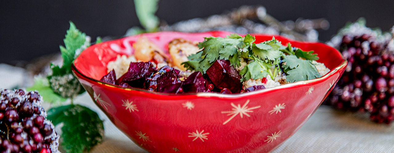 Ensalada de betabel rostizado con quinoa y vinagreta dulce - comparación